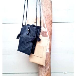 Leather Mobile Phone Bag - Black
